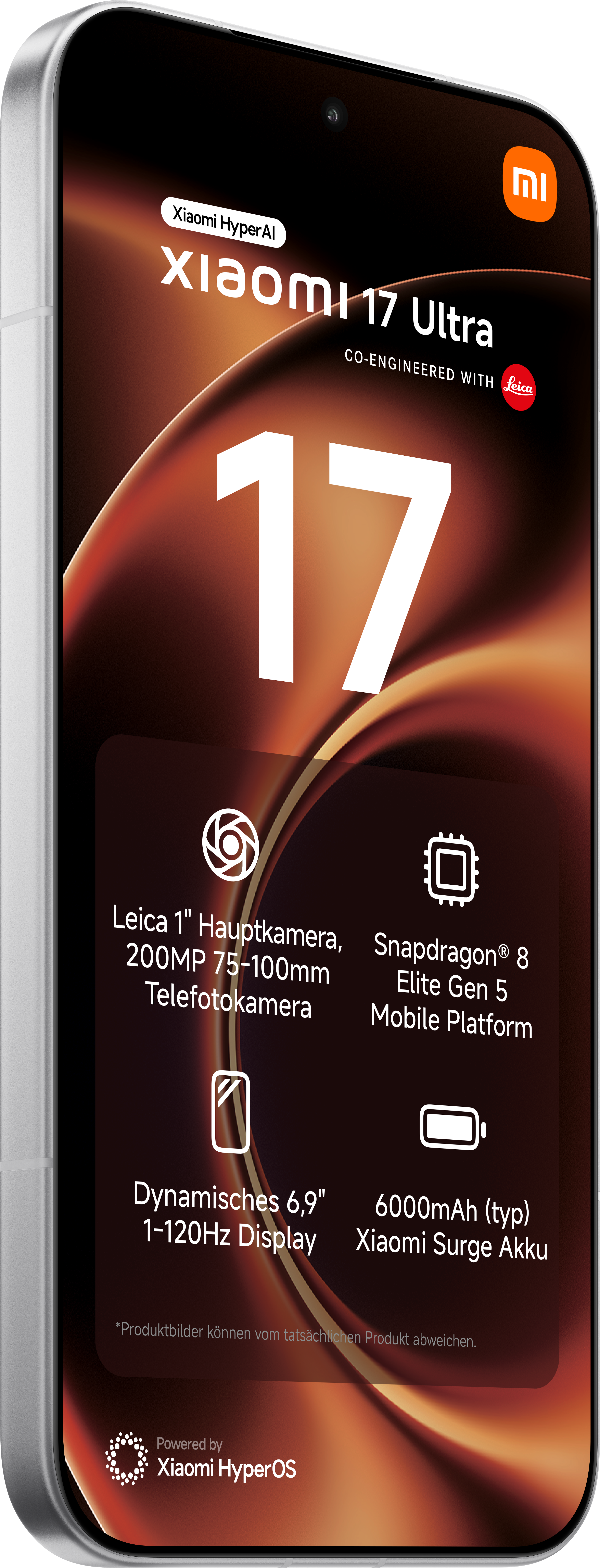 Xiaomi 17 Ultra mit Leica Kamera, Snapdragon 8, 6,9" Display, 6000mAh Akku.