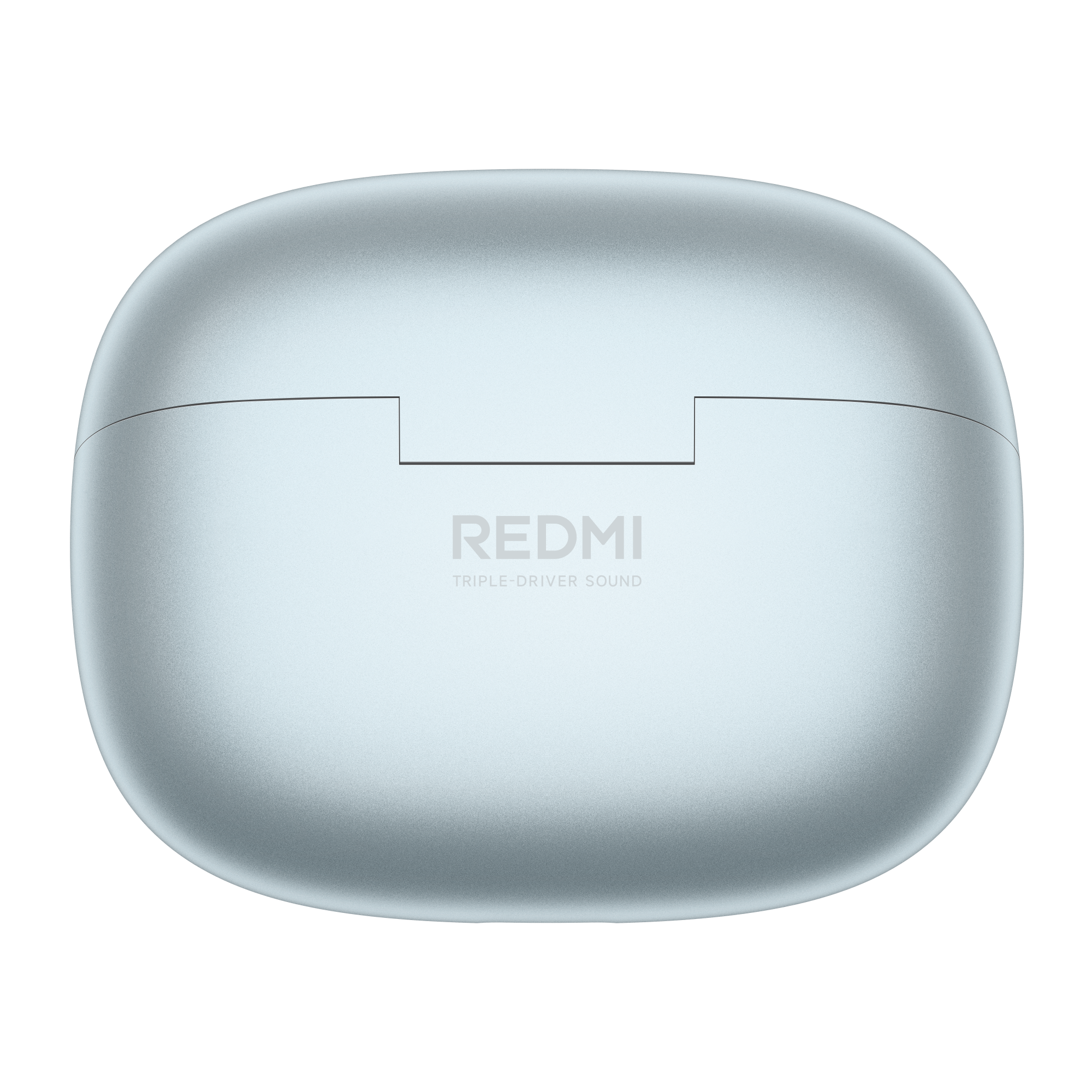 Jasnoniebieskie etui ładujące do słuchawek bezprzewodowych z logo Redmi.