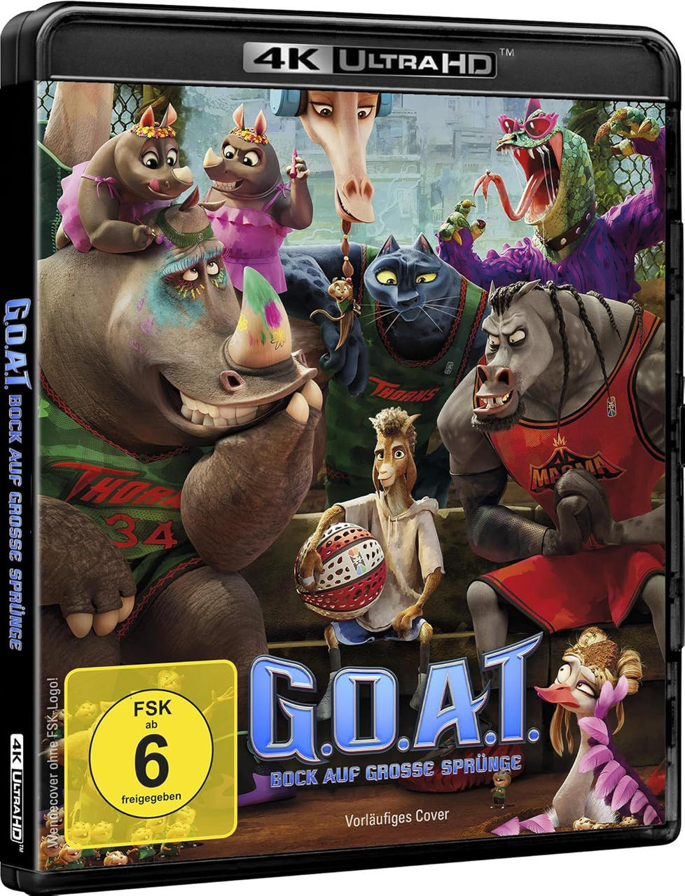 Tierische Charaktere auf einem Blu-ray Cover. Im Vordergrund ein Nashorn, im Hintergrund andere Tiere.