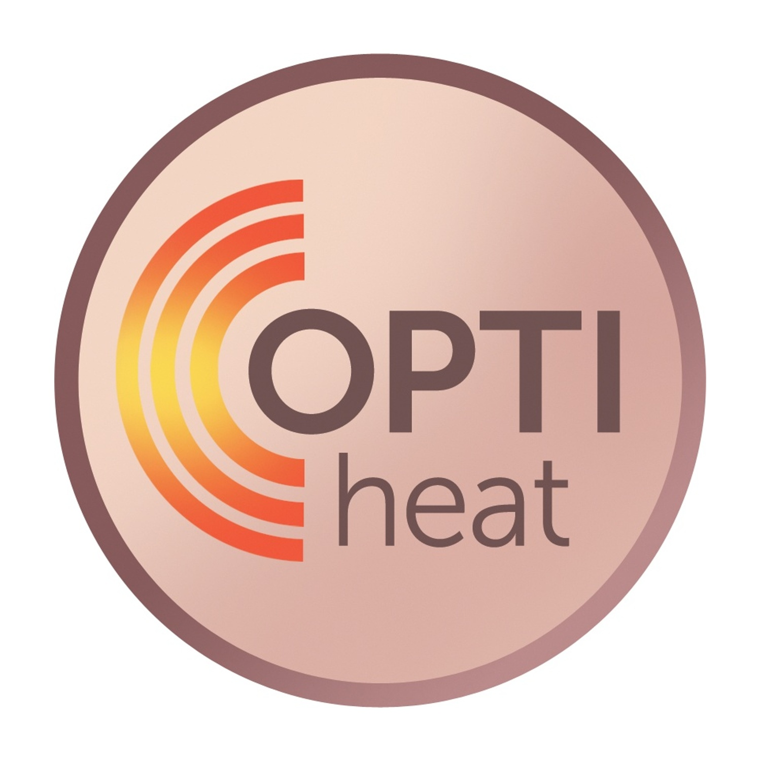 Logo con le parole OPTI heat e un motivo ad arcobaleno.