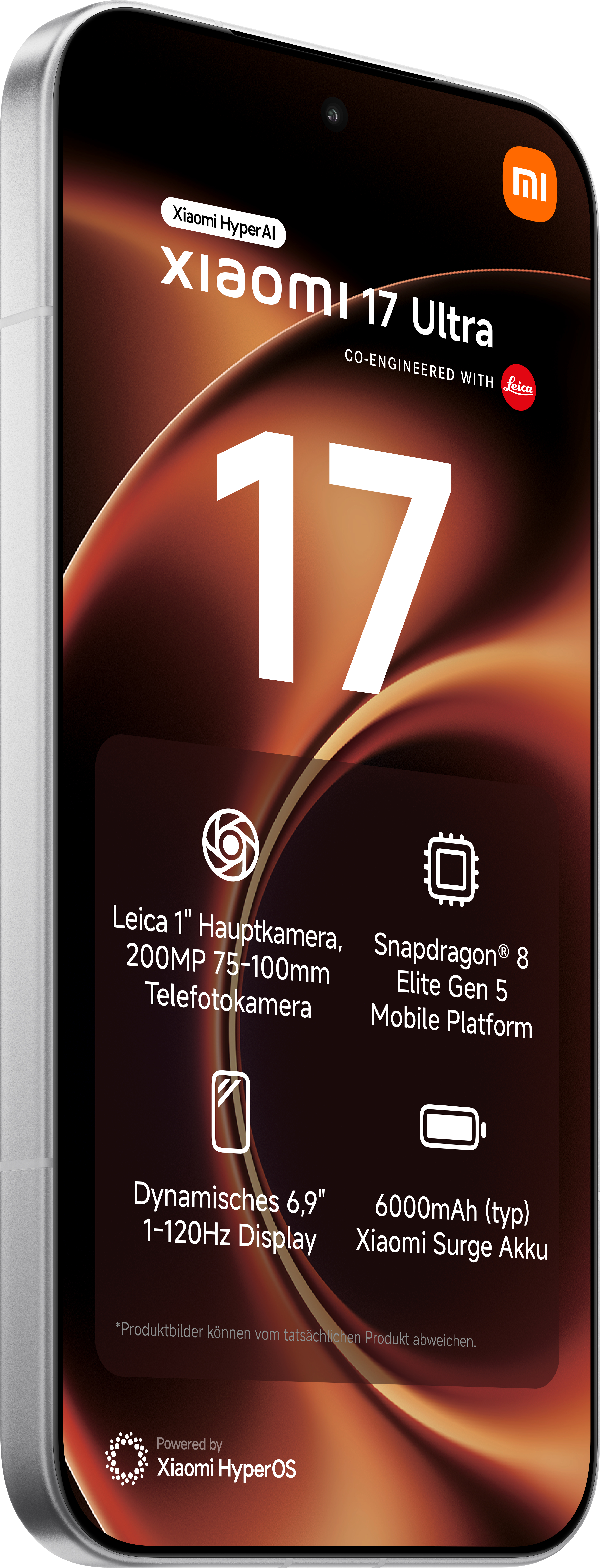 Xiaomi 17 Ultra mit Leica Kamera, Snapdragon 8, 6,9" Display, 6000mAh Akku.