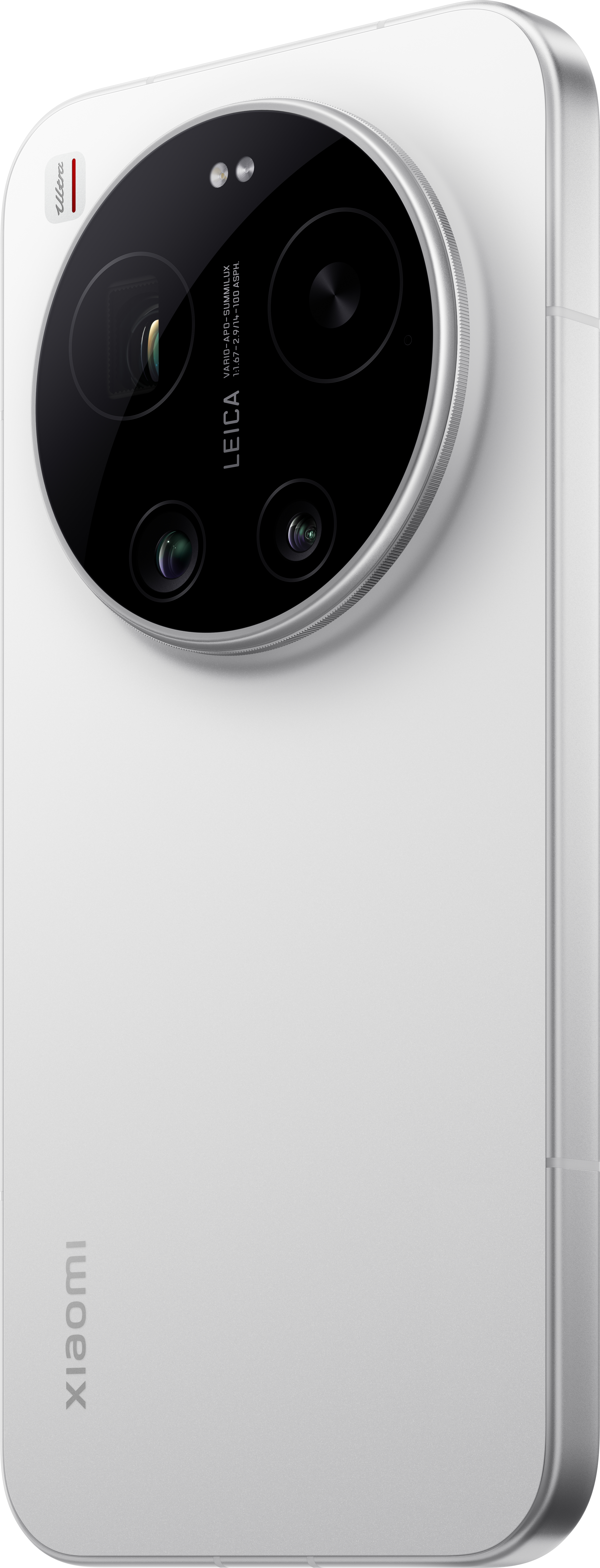Weiße Xiaomi-Rückseite mit LEICA-Kamera und 'Ultra'-Schriftzug.