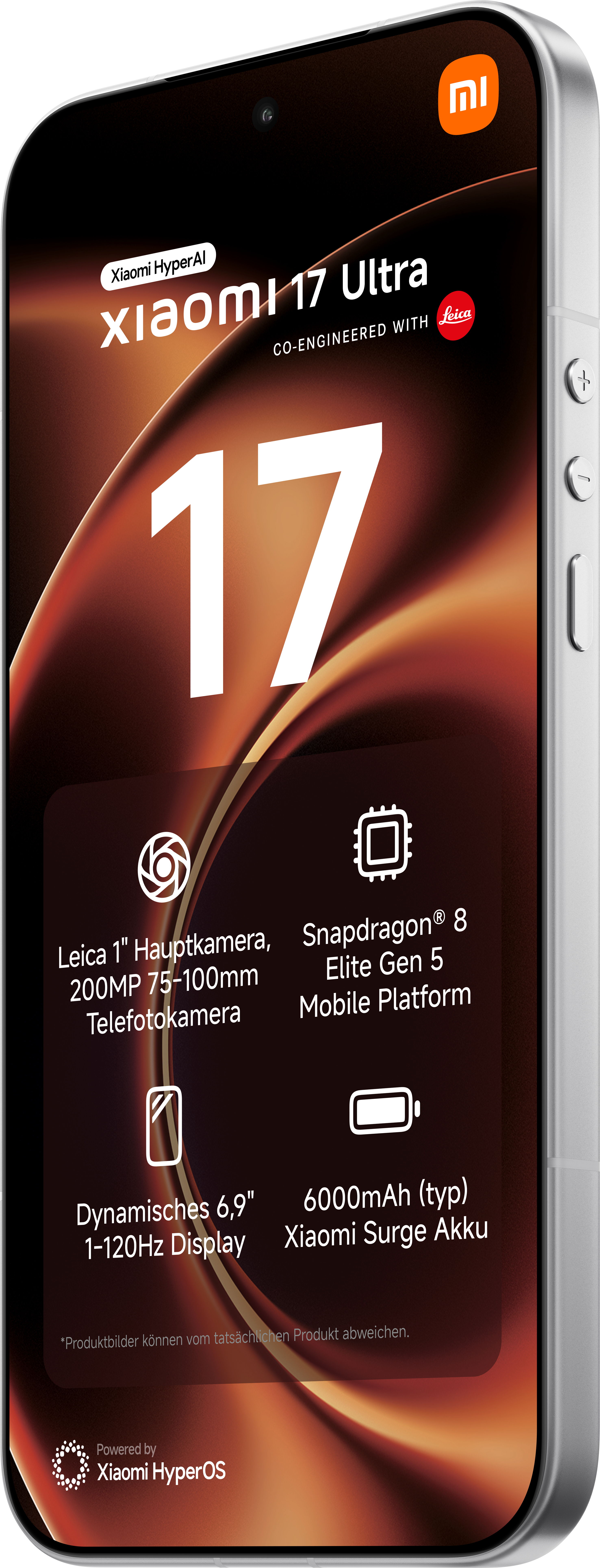 Xiaomi 17 Ultra mit Leica Kamera, Snapdragon 8 Elite, 6,9" 120Hz Display, 6000mAh Akku.