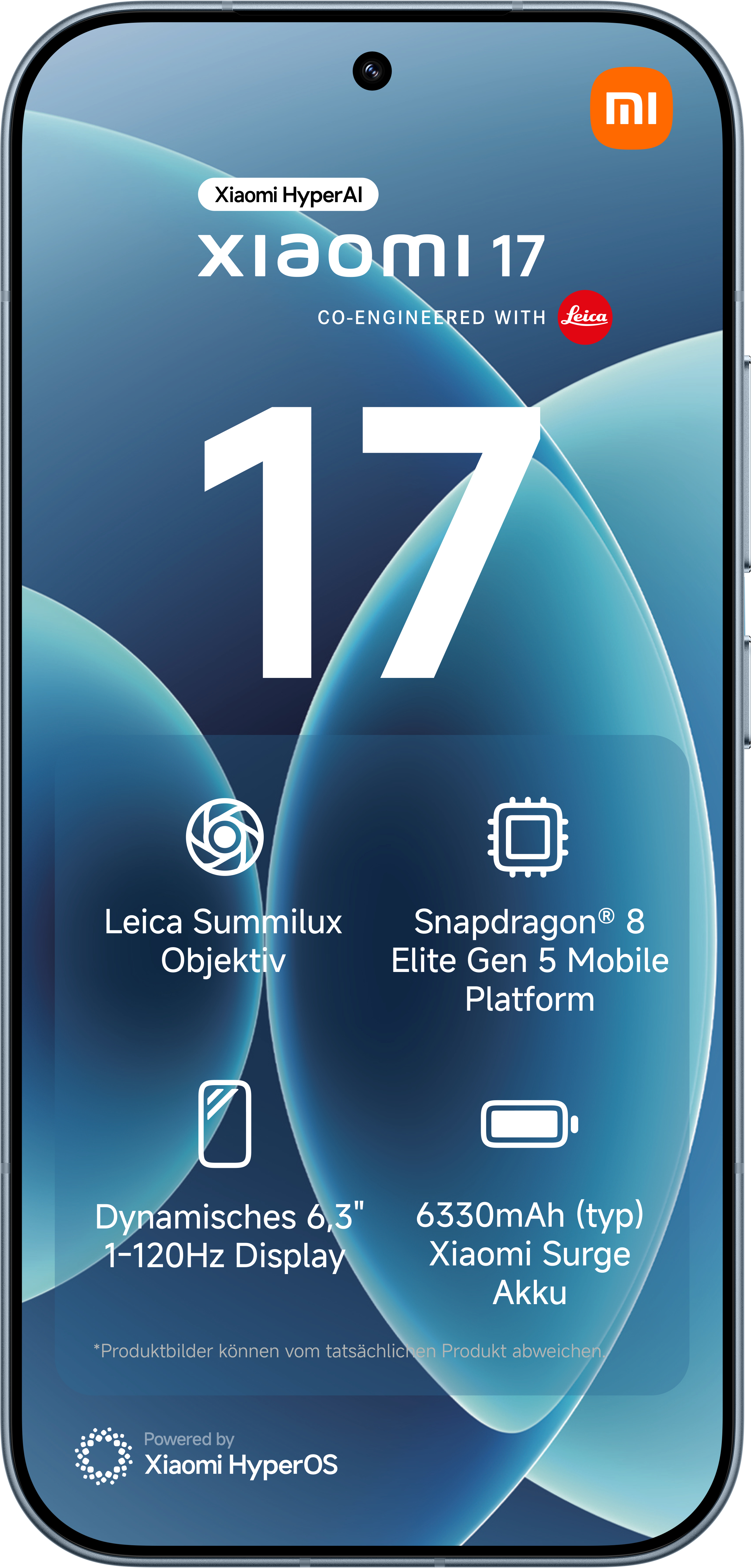 Xiaomi 17 mit Leica Objektiv, Snapdragon 8, 120Hz Display und 6330mAh Akku.