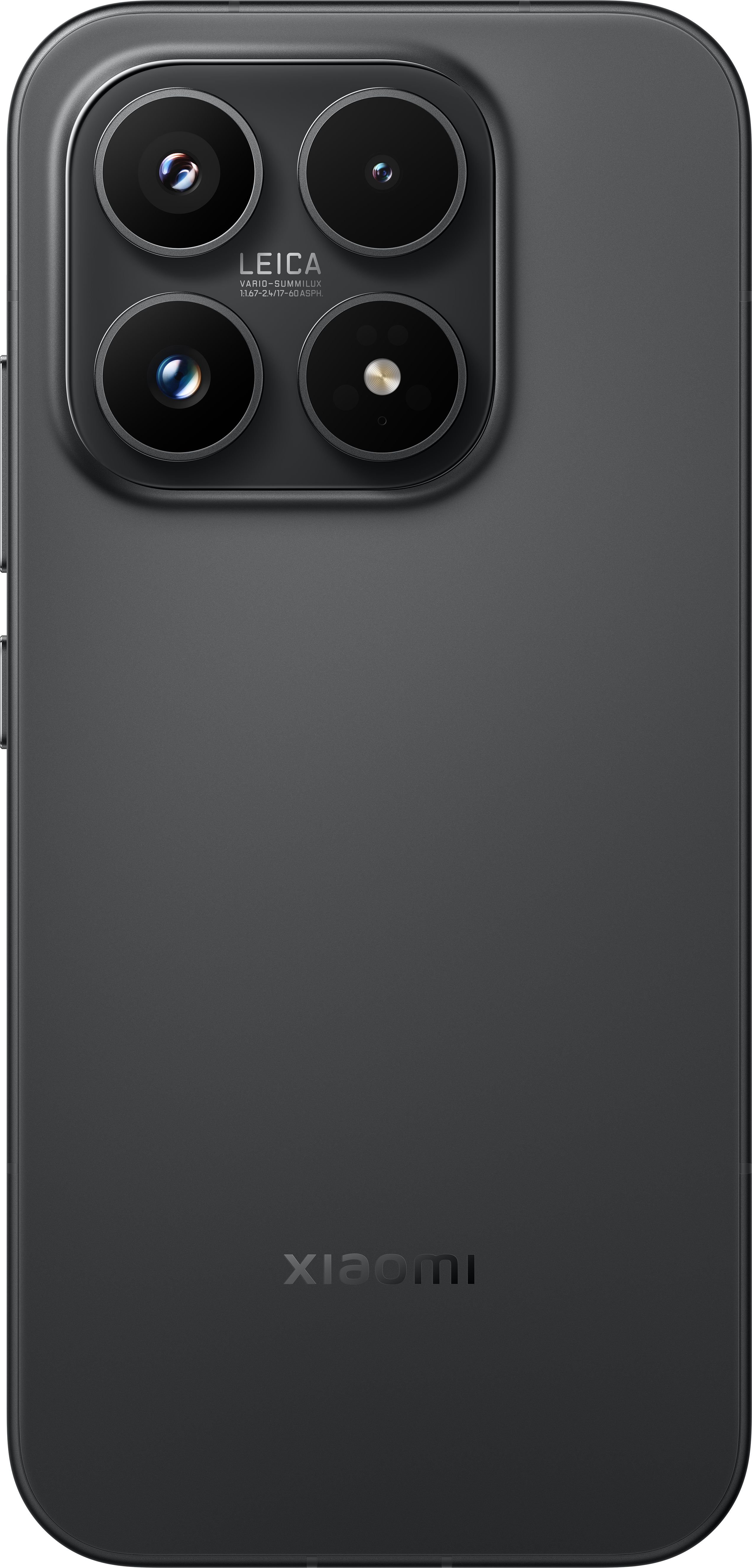 Dunkelgraues Smartphone mit vier Leica-Kameras und Xiaomi-Logo.