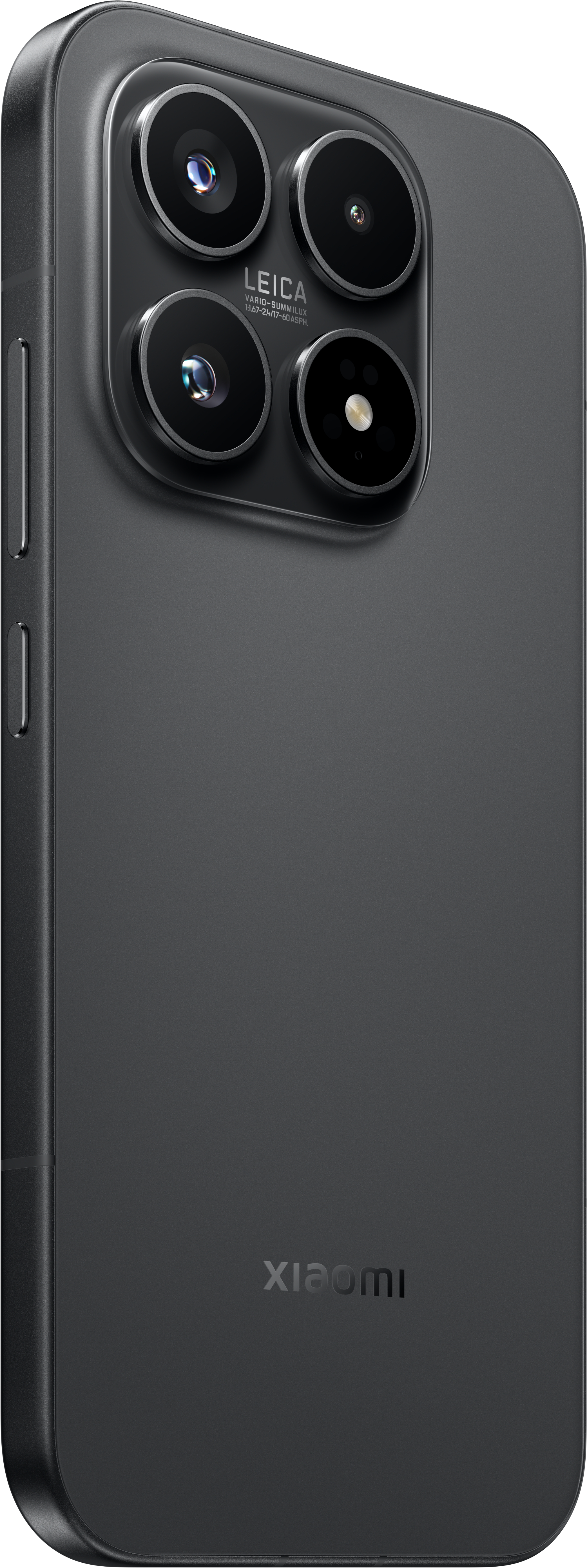 Dunkelgraues Smartphone mit vierfach Leica-Kamera und Xiaomi-Logo.