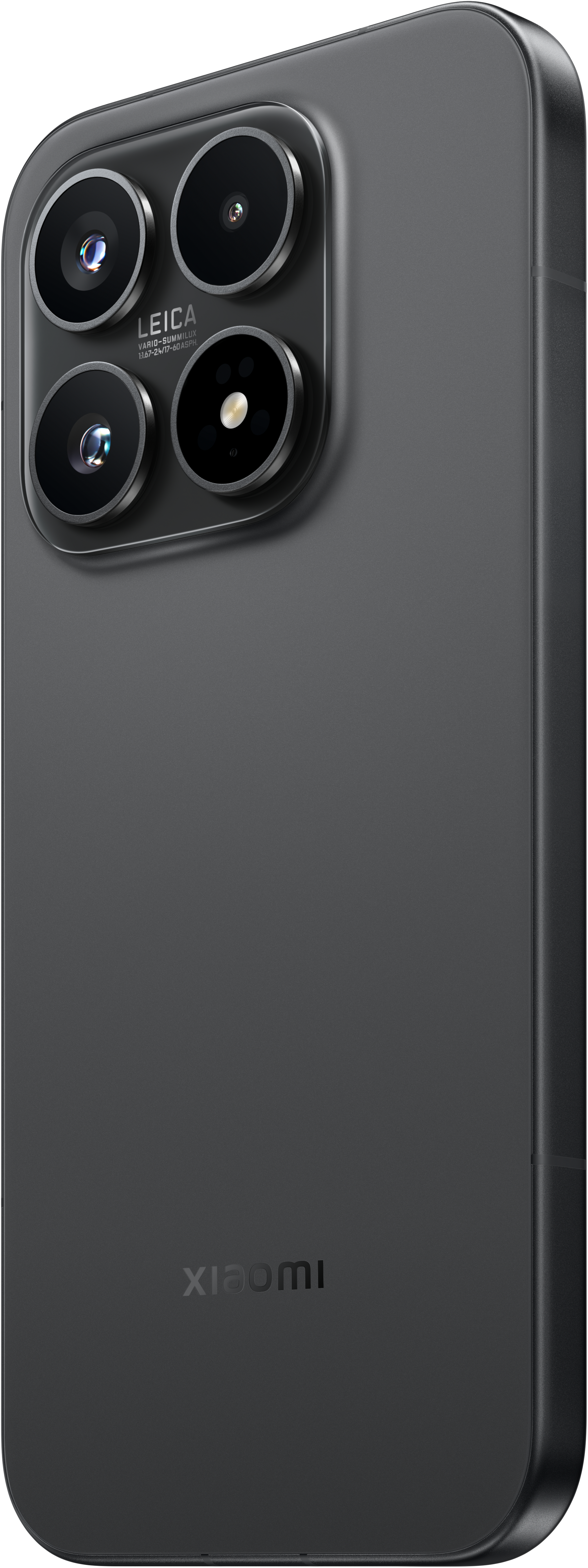 Dunkelgraues Smartphone mit Leica Kamera-Modul und Xiaomi-Logo.