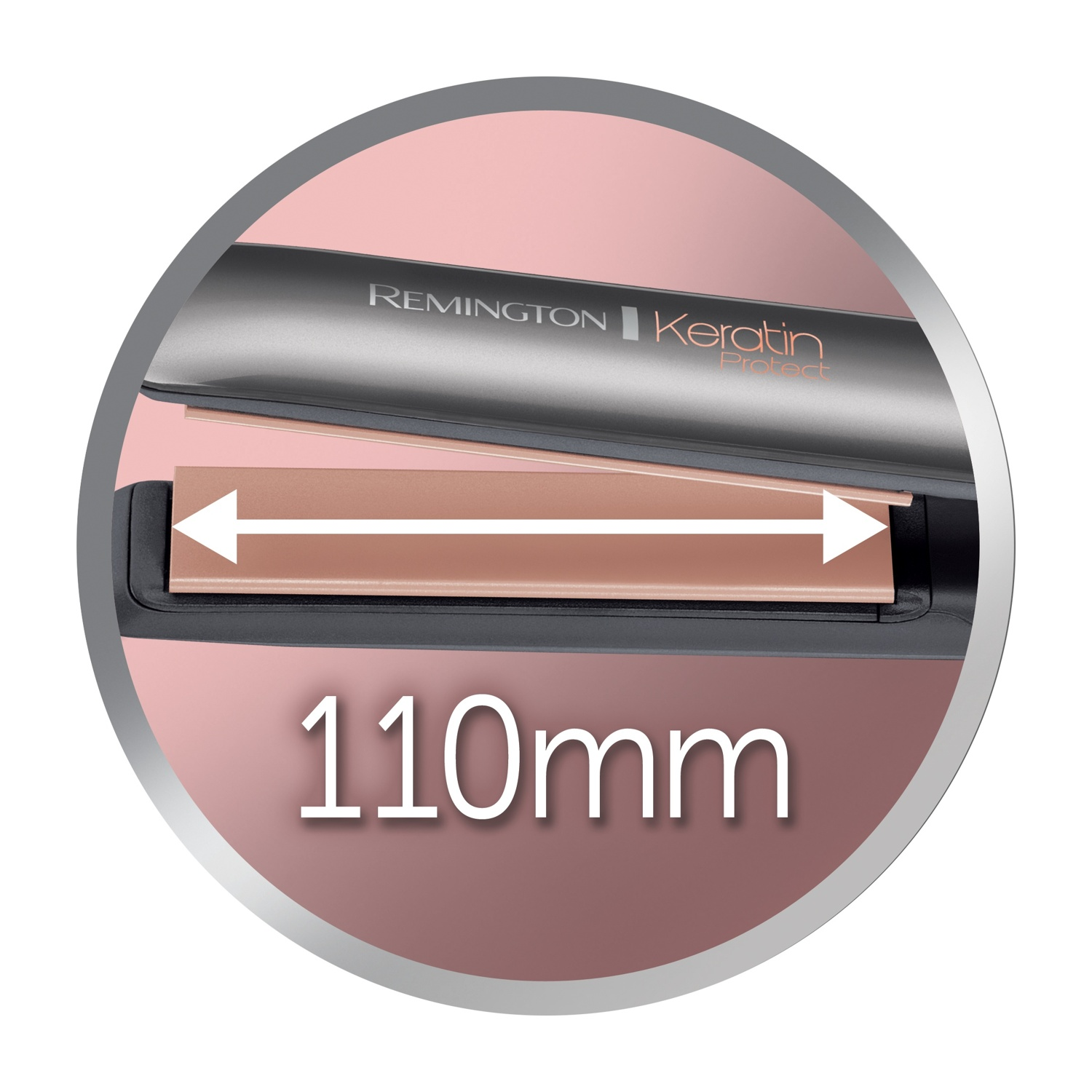 Piastre piastra Remington Keratin Protect, larghe 110 mm.