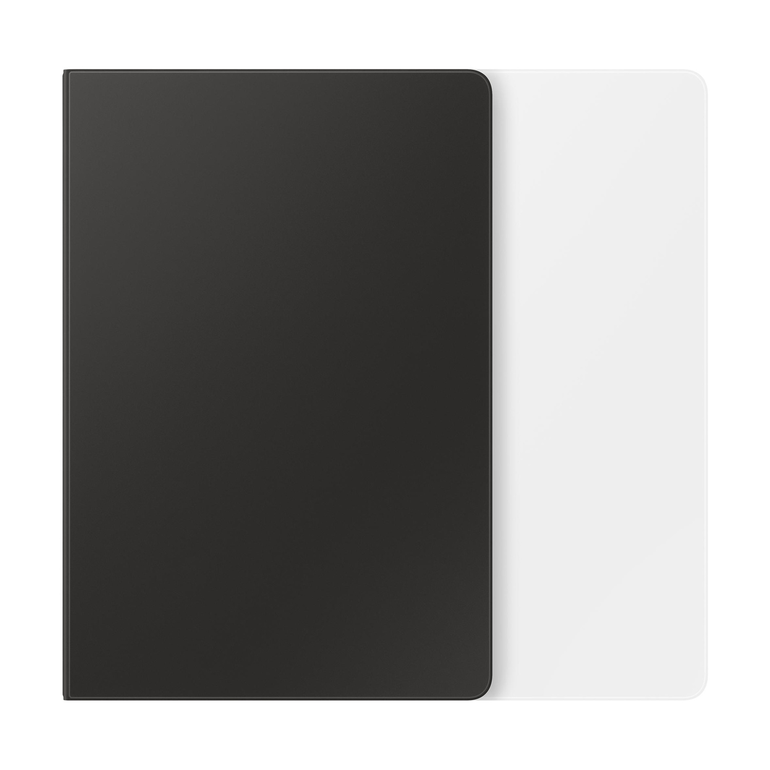 Un taccuino nero accanto a un foglio di carta bianco.