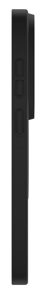 Czarne etui na telefon w widoku z boku z widocznymi przyciskami. Minimalistyczne.
