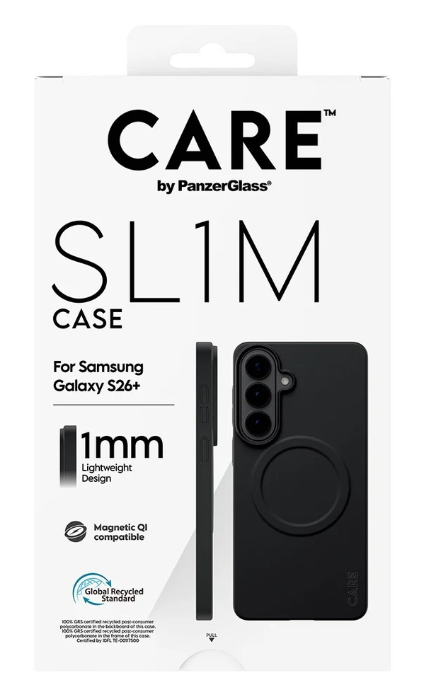 Opakowanie czarnego etui na telefon Samsung Galaxy S26+.