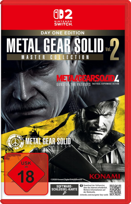 Metal Gear Solid Master Collection Vol. 2 Hülle mit zwei Charakteren und USK 18.