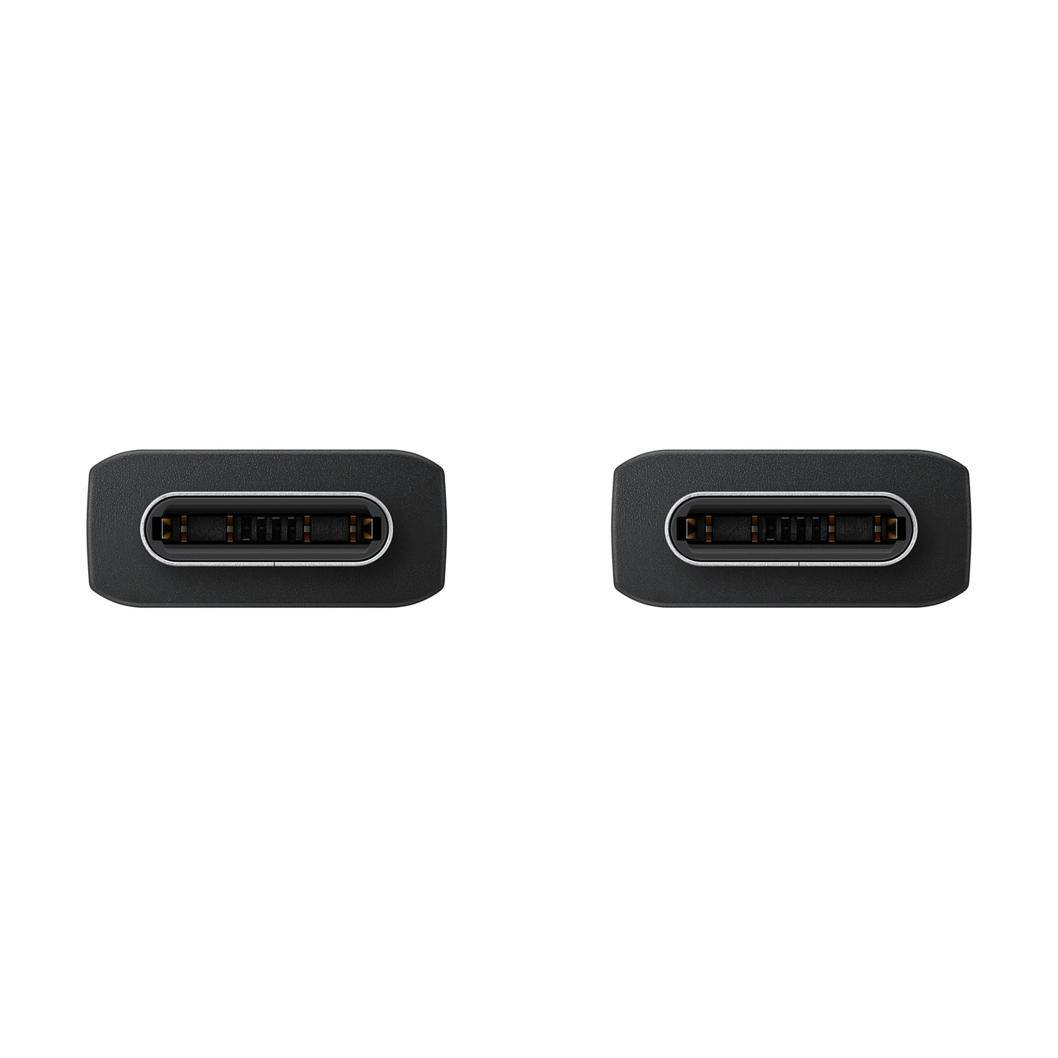 Due connettori USB-C neri con bordi argentati e pin visibili.