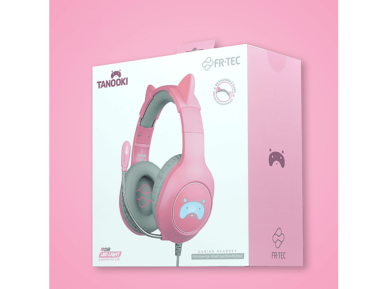 Thumbnail - BLADE SW2 Tanooki inkl. LED Light, Over-ear Gaming Headset Grau, Pink