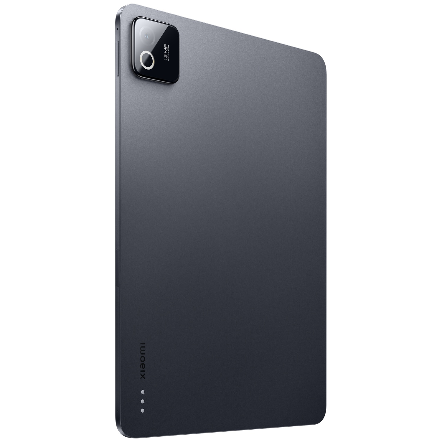 Achterkant van een donkere tablet met cameramodule en Xiaomi-logo.