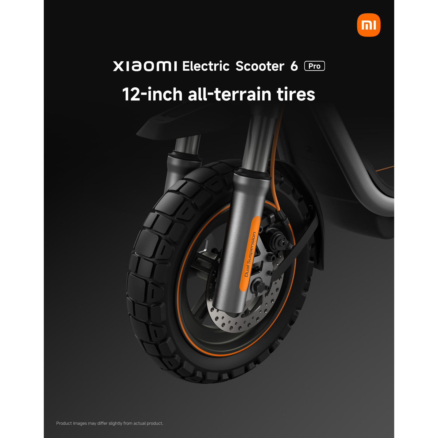 Xiaomi Electric Scooter 6 Pro with 12-inch all-terrain tires and dual suspension.