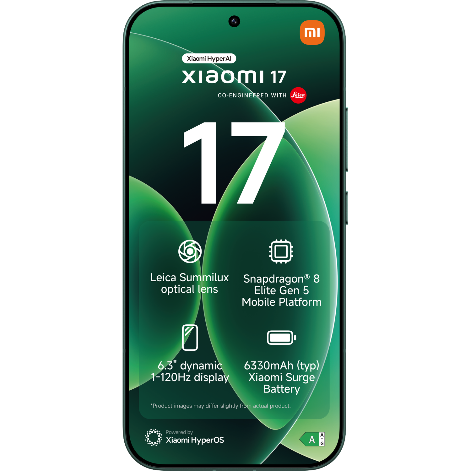 Téléphone Xiaomi 17 avec objectif Leica, Snapdragon 8, écran 6,3", batterie 6330 mAh.