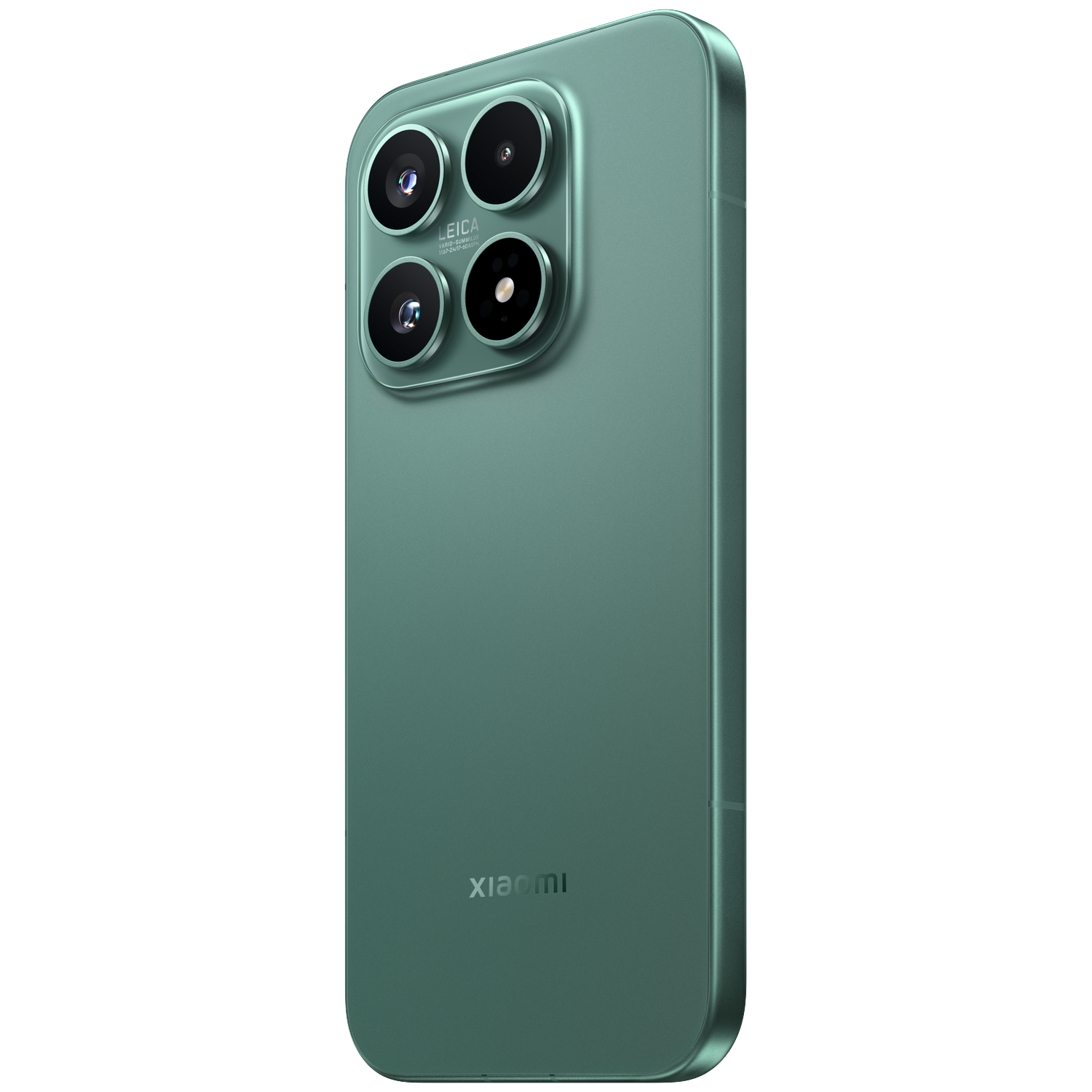 Arrière d'un smartphone bleu sarcelle avec quatre caméras et logo Leica.