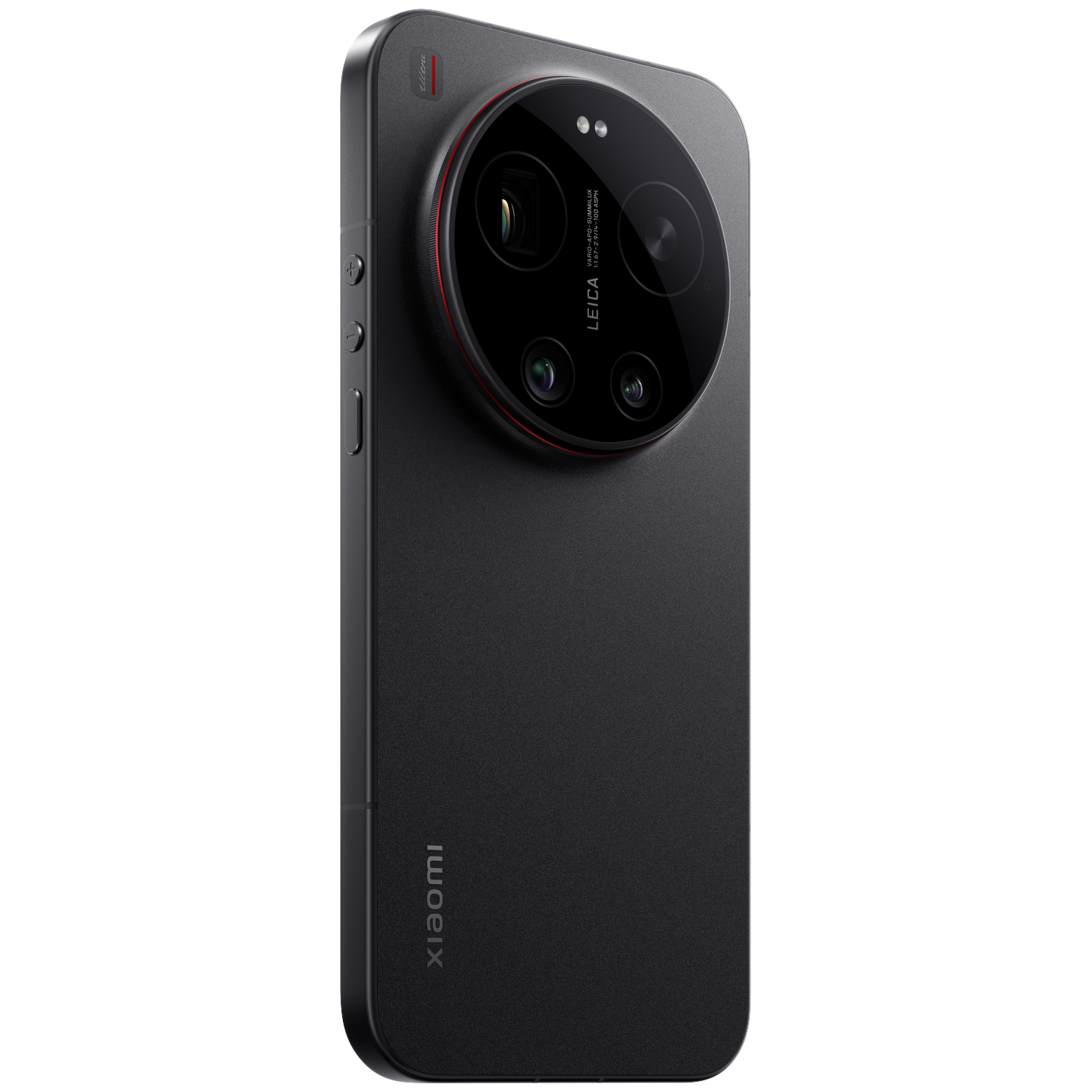 Zwarte smartphone met grote cameramodule en Leica-logo.