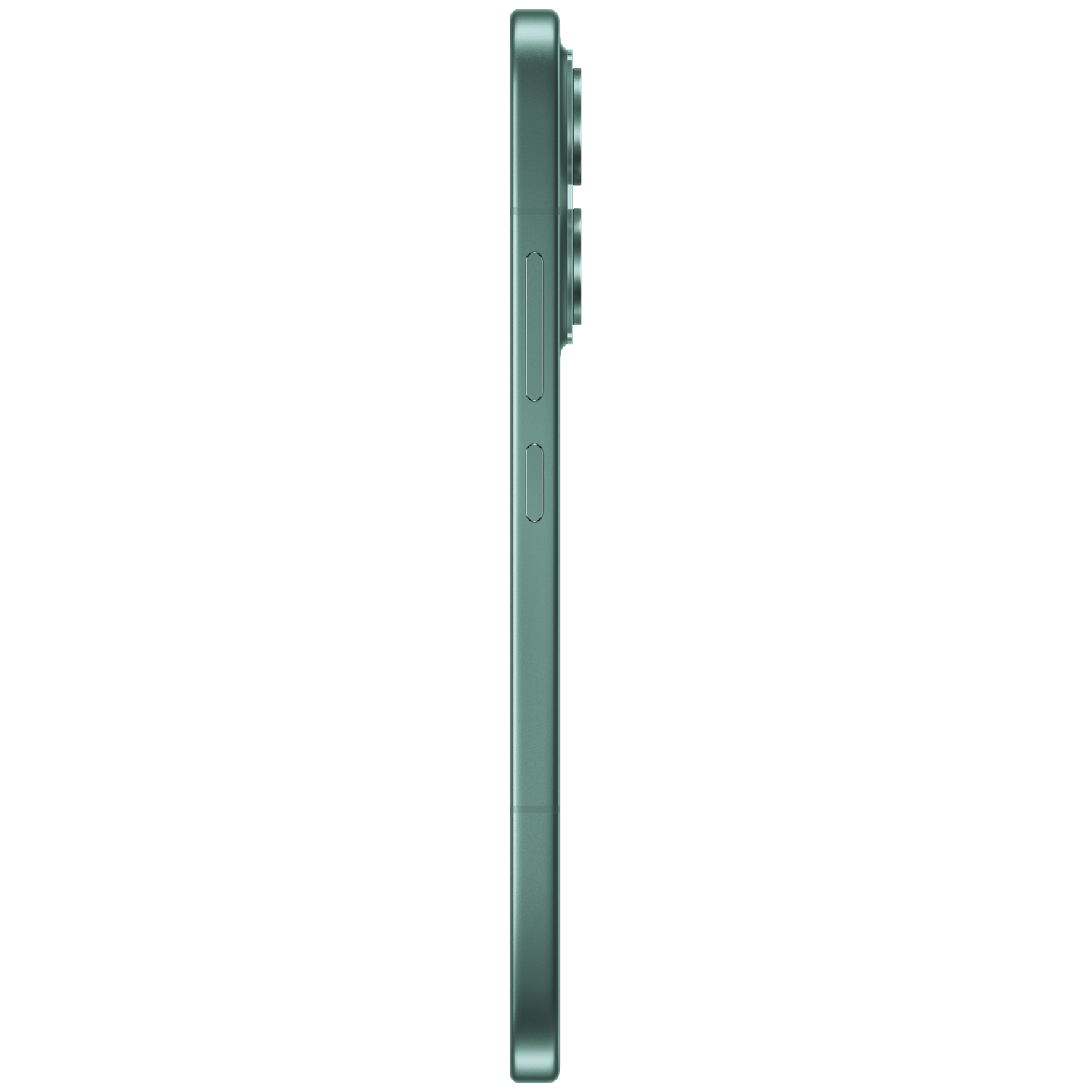 Green smartphone in profile showing cameras and buttons on the side.