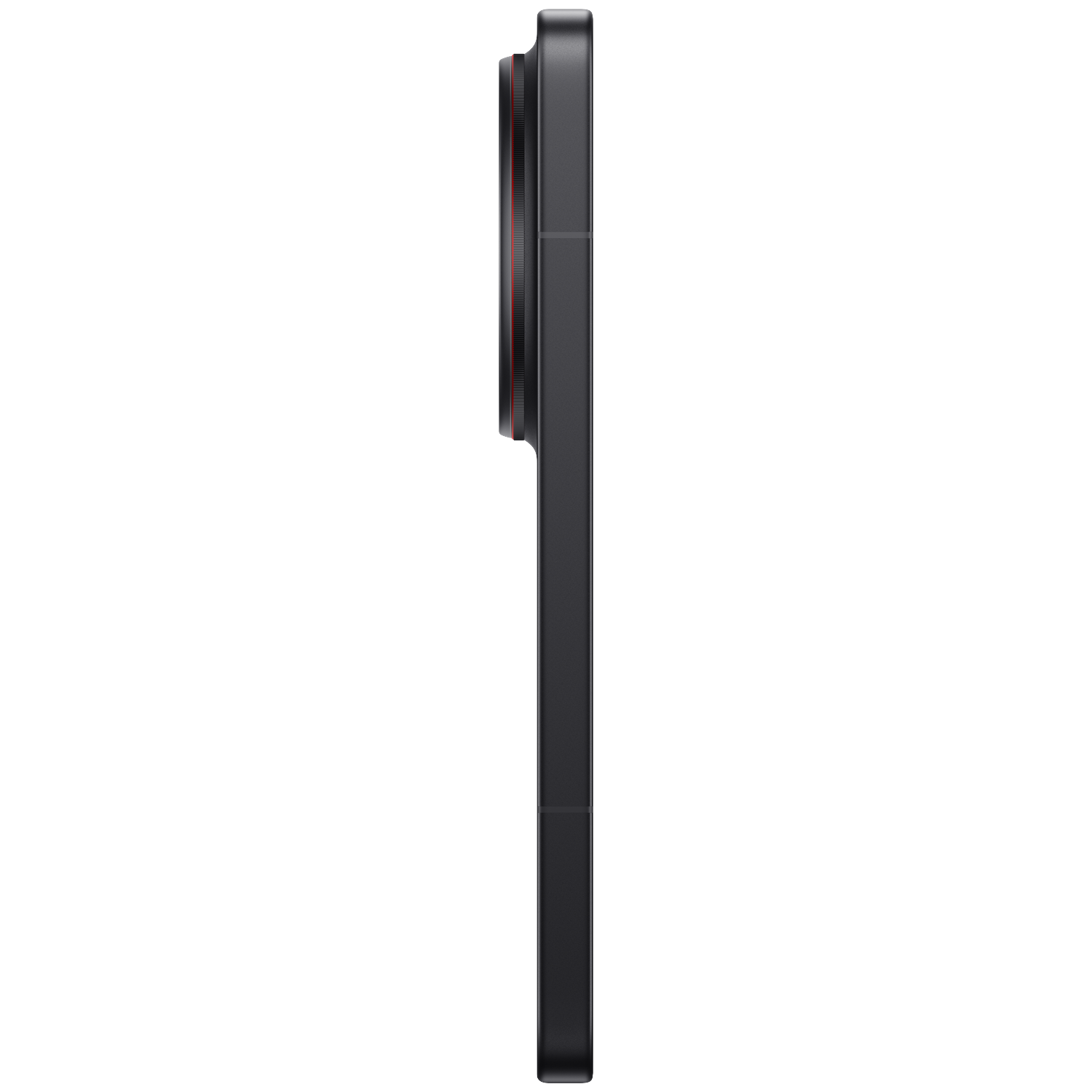Dark smartphone casing with a red ring around the camera.
