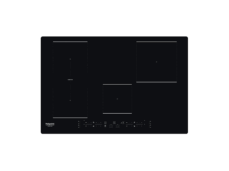 HOTPOINT HB 0577B NE PIANO COTTURA A INDUZIONE, 4 zone di cottura, dimensioni: L 77 cm, P 51 piano in Vetroceramica, Nero