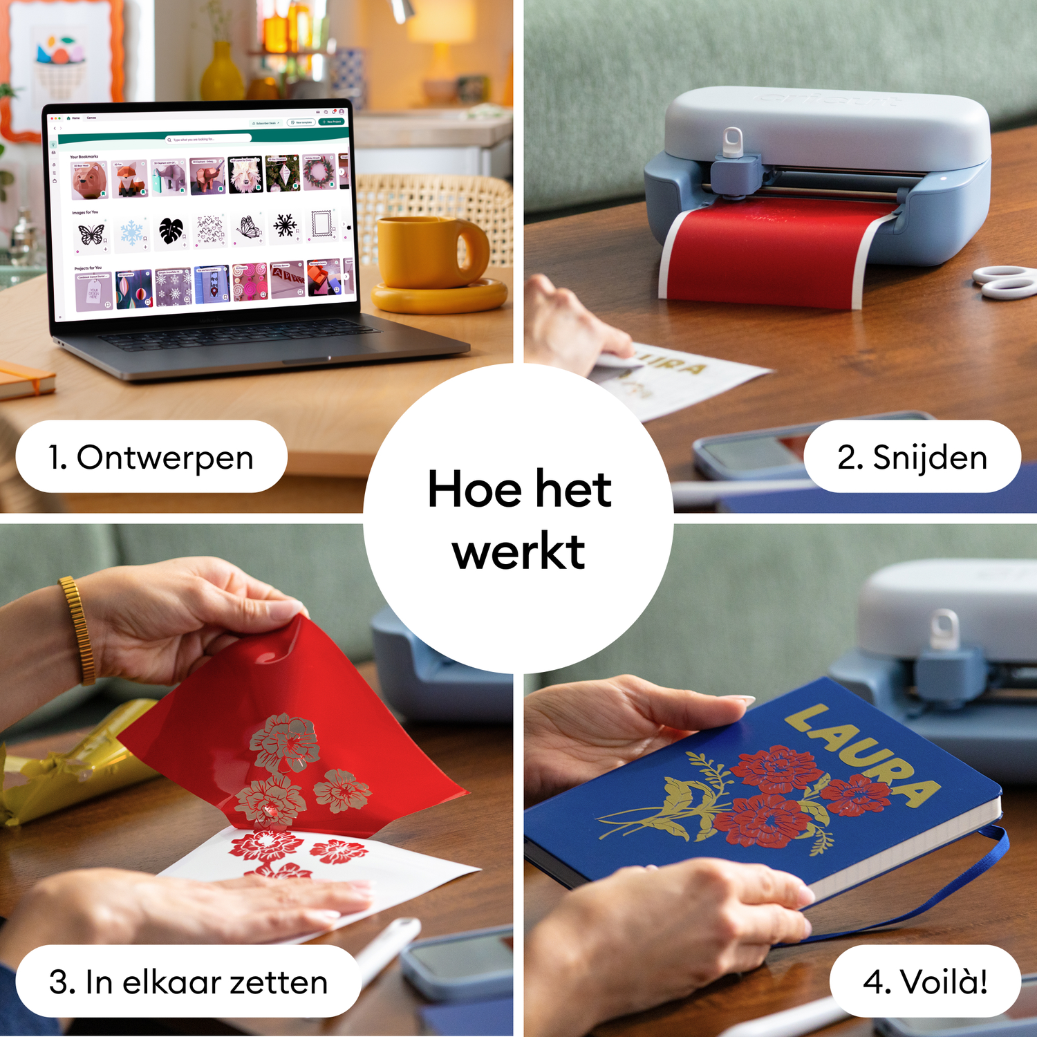 Four steps: Design, cut, assemble, voilà! Personalizing a notebook.