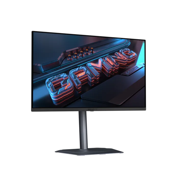 Un monitor gaming que muestra la palabra "GAMING" en letras iluminadas.