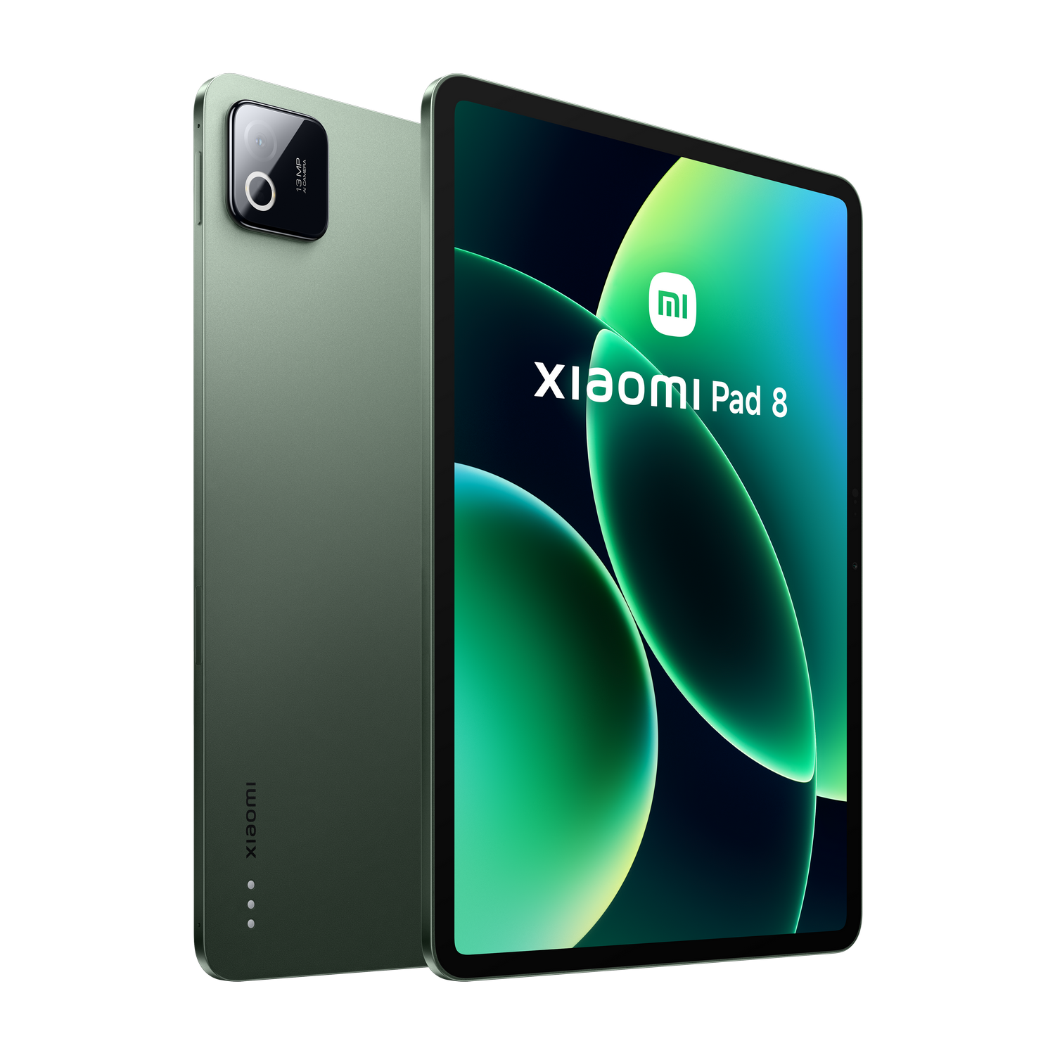 Una tablet verde Xiaomi Pad 8 con un sistema de cámara de 13MP.