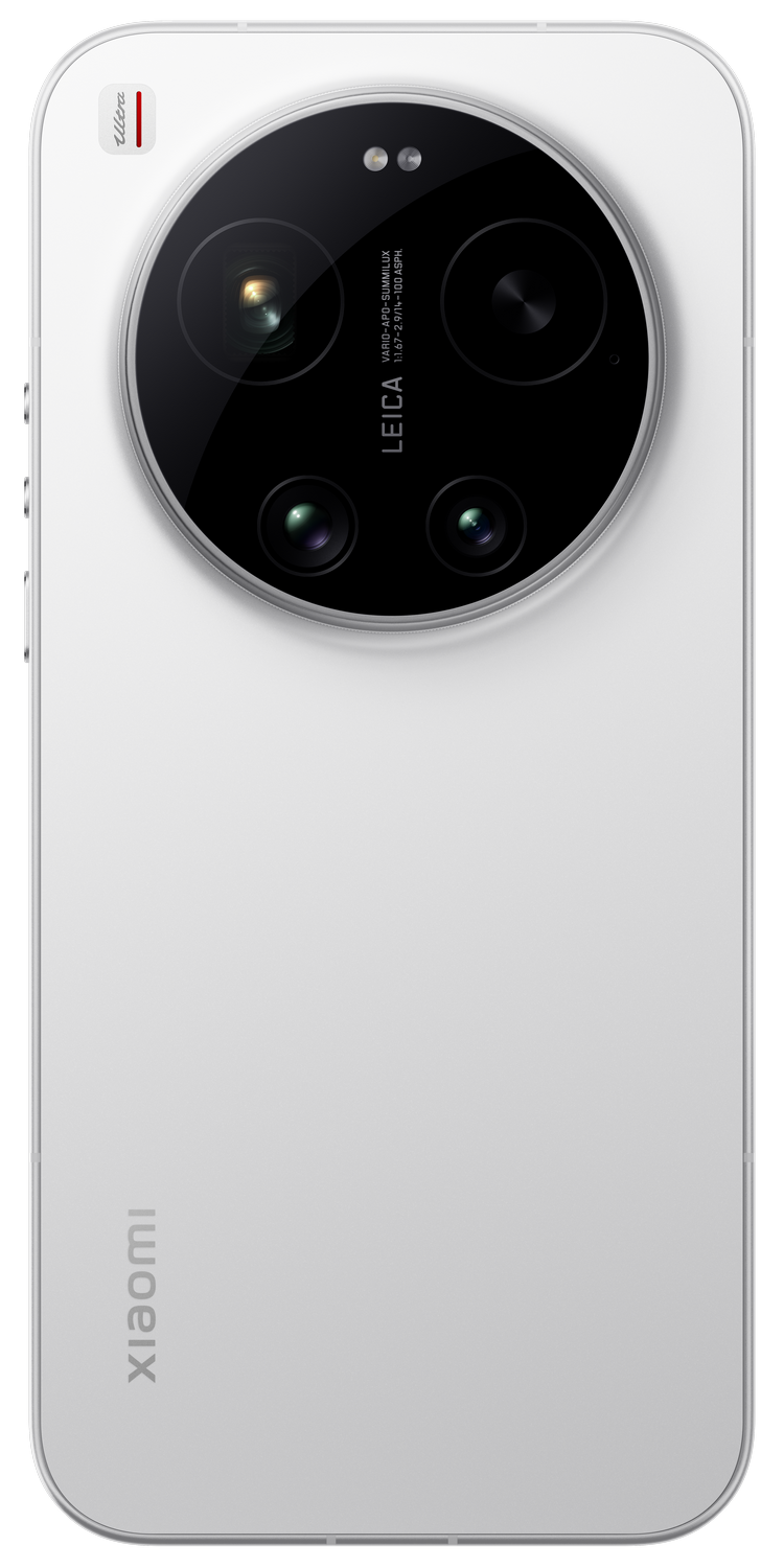 Un smartphone blanco con un módulo de cámara grande y redondo con tres lentes.