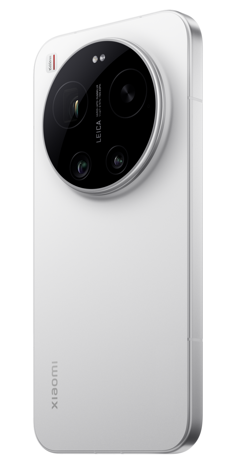 Parte trasera de un smartphone Xiaomi blanco con un módulo de cámara grande y redondo.