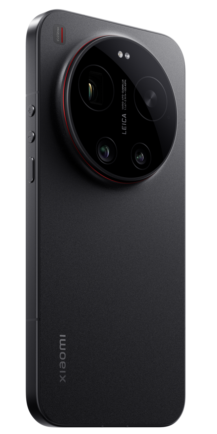 Teléfono inteligente negro con cámara redonda grande, logo Leica y marca Xiaomi.