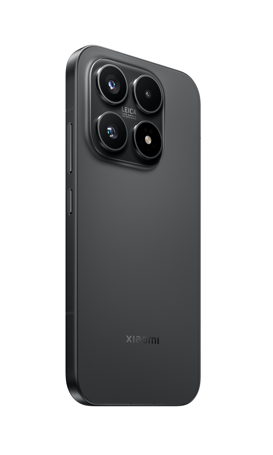 Un smartphone Xiaomi gris oscuro con cuatro lentes de cámara y logo 'Xiaomi'.