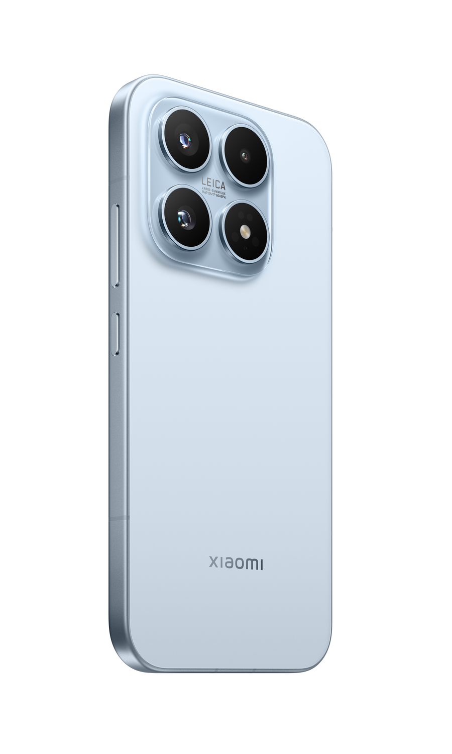 Un smartphone azul claro con configuración de cuatro cámaras en la parte trasera y el logo de Xiaomi.