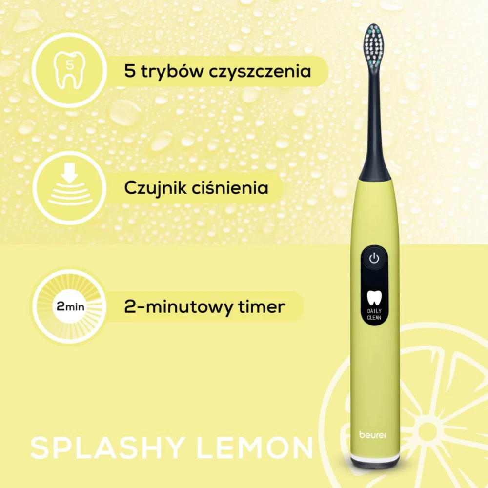 Jasnozielona szczoteczka z 5 trybami, czujnikiem ciśnienia i timerem.