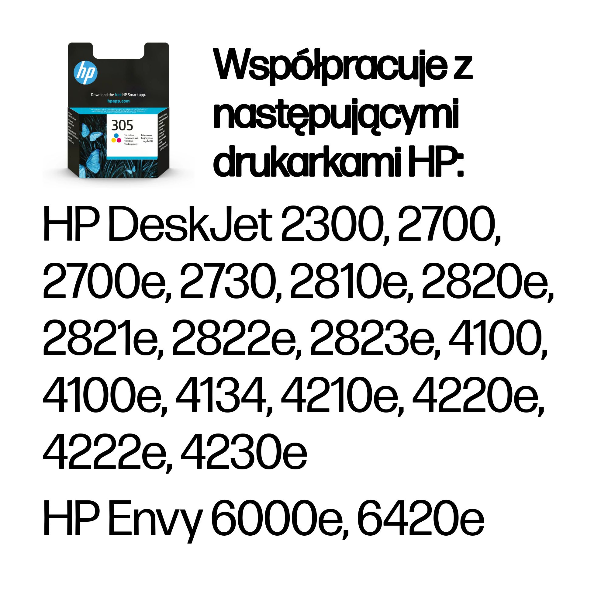Tusz HP 305 Tri-color z motylami, kompatybilny z drukarkami HP DeskJet/Envy.