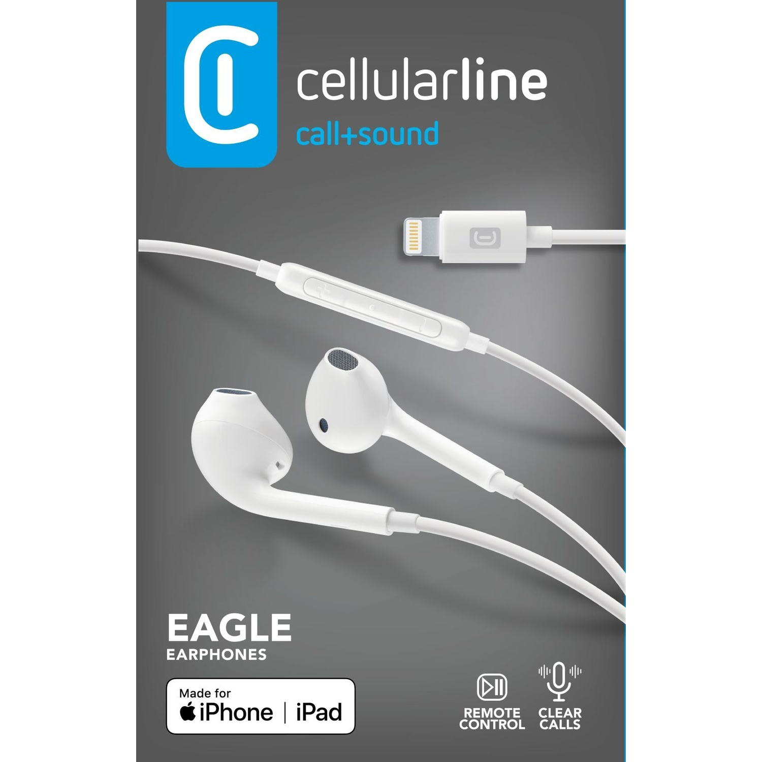 Auricolari bianchi Cellularline Eagle con connettore Lightning, per iPhone/iPad.