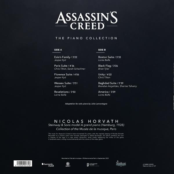 Assassin's Creed: The Piano Collection. Tracklist mit Komponisten und Titeln.