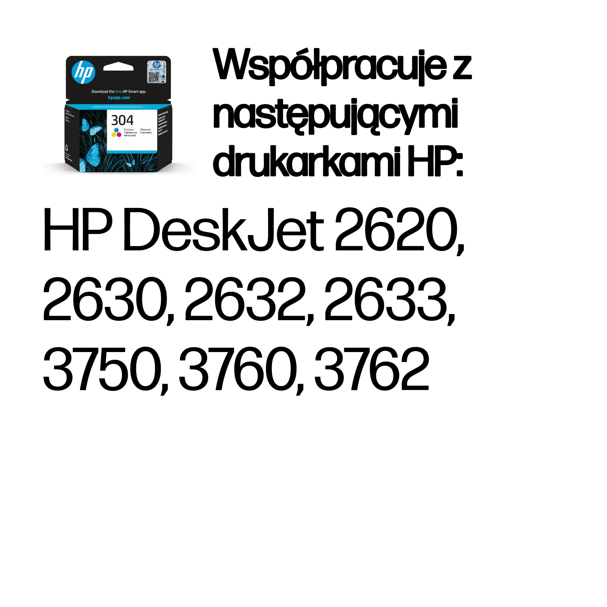 Tusz HP 304 Trójkolorowy do drukarek HP DeskJet 2620, 2630, 2632, 2633, 3750, 3760, 3762.