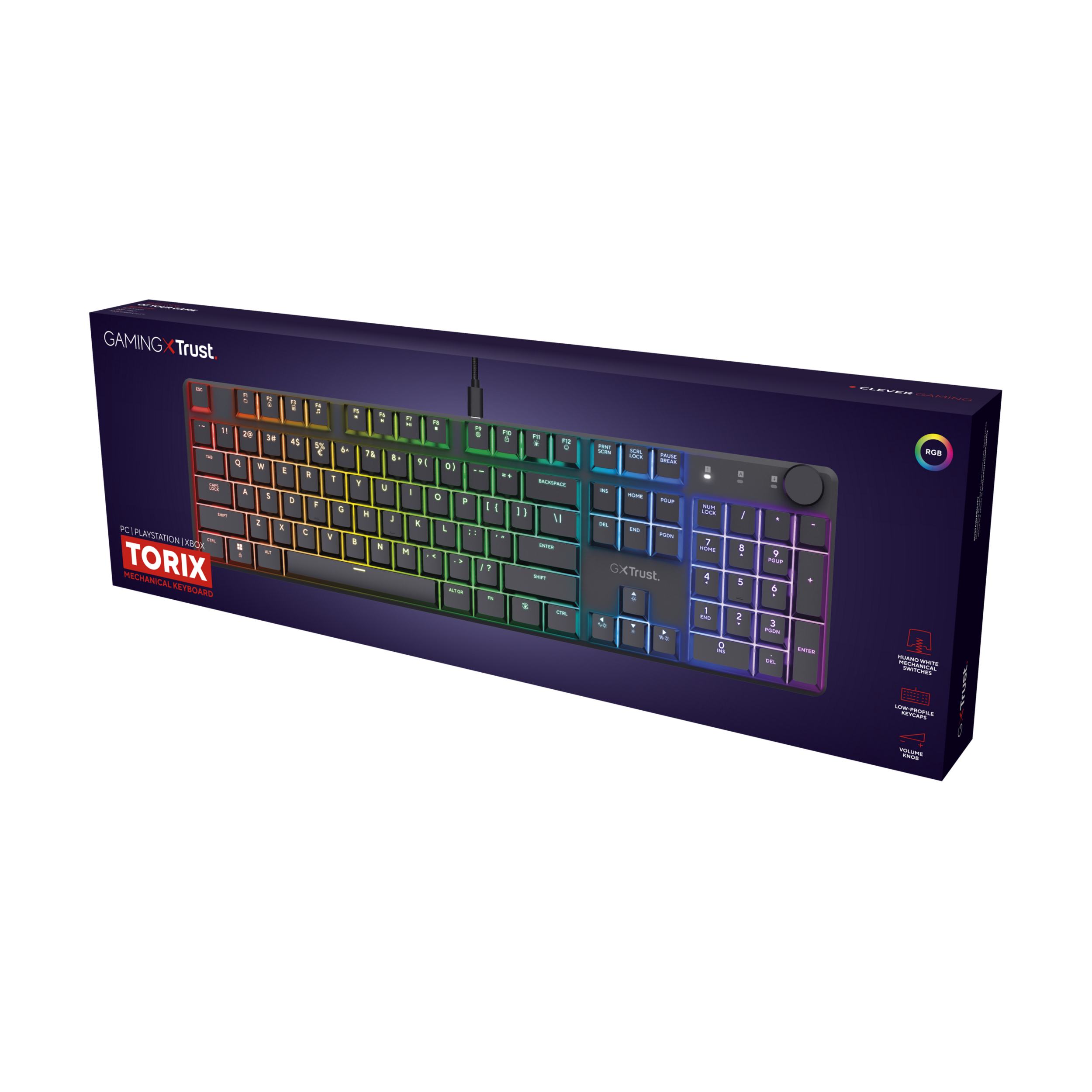 Klawiatura gamingowa z podświetleniem RGB w opakowaniu.