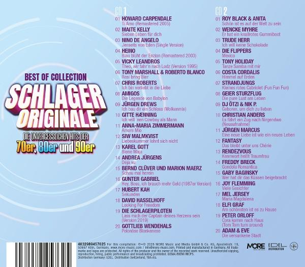 Kompilationscover mit Titellisten von CD1 und CD2, "Schlager Originale" und "Best of Collection".