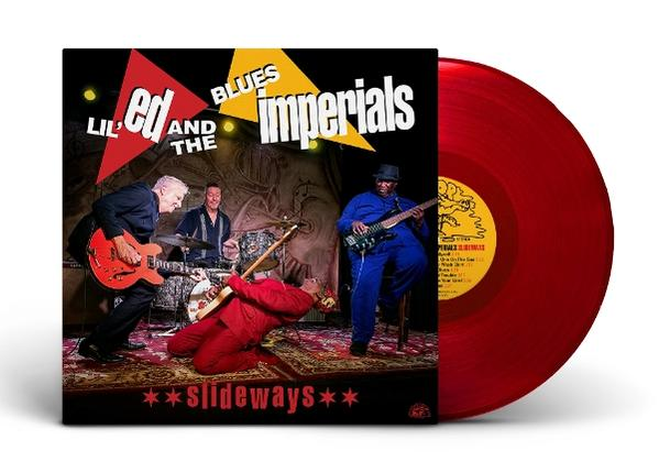 Ein Platten-Cover mit Lil' Ed and The Blues Imperials, die ein Instrument spielen.