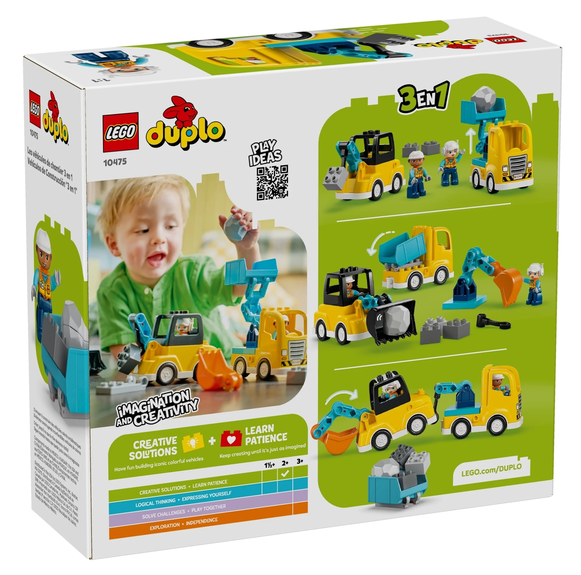 Zestaw LEGO Duplo z żółtymi pojazdami i figurkami. Dla dzieci od 1,5 lat.