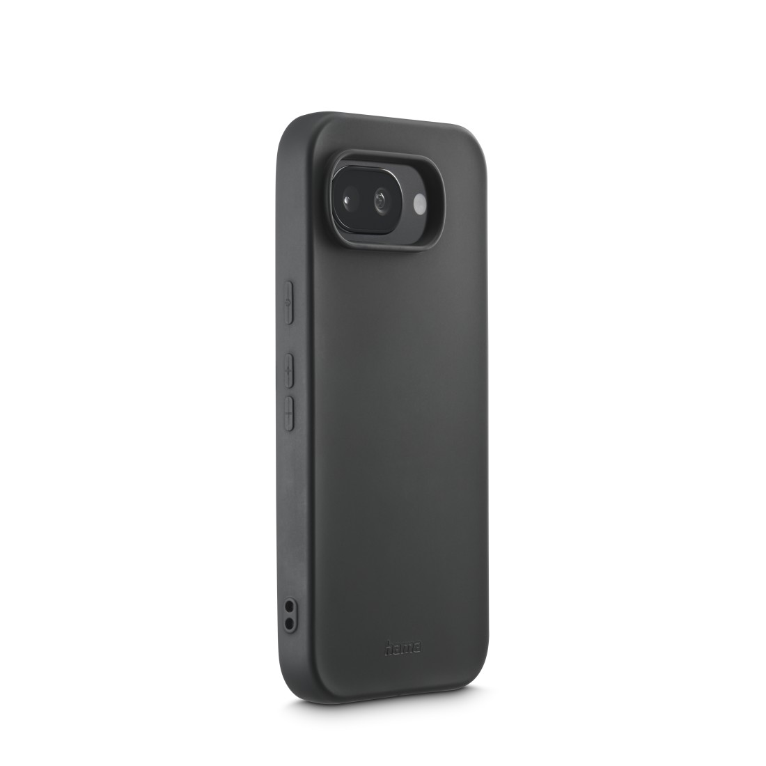 Ein schwarzes Handy-Case mit Kameraaussparung und Markenschriftzug.