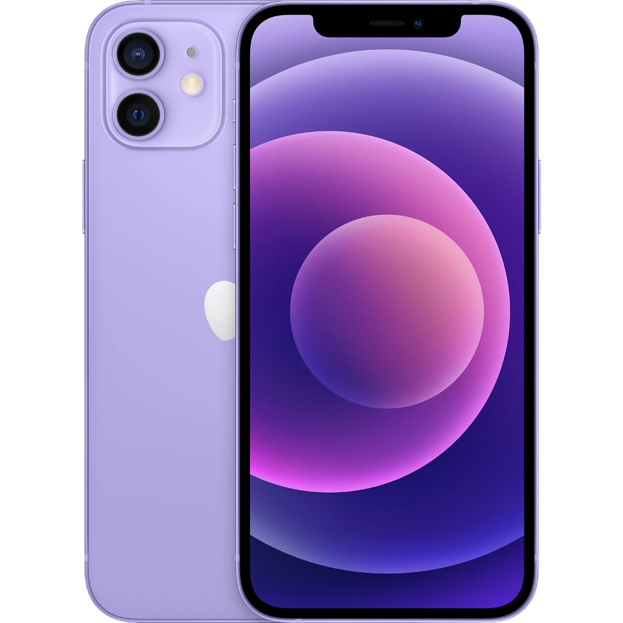 Mor renkli, çift kameralı iPhone ve mor duvar kağıdı.