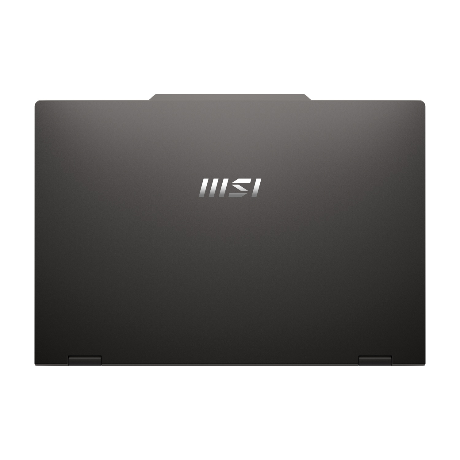 Laptop scuro chiuso con logo MSI argentato sul coperchio.