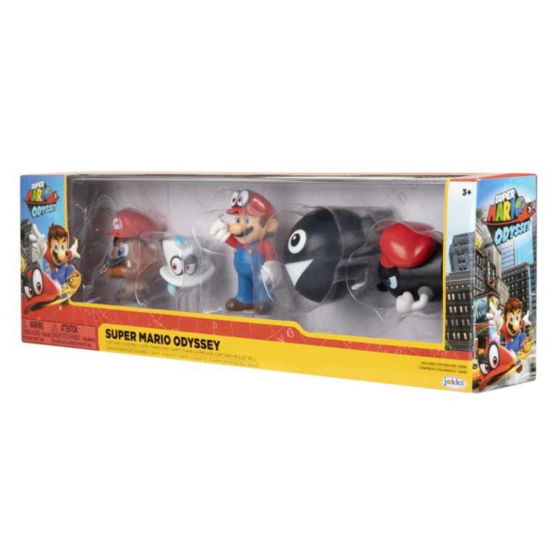Super Mario Odyssey Figuren-Set mit Mario, Cappy, Bullet Bill und Goomba.