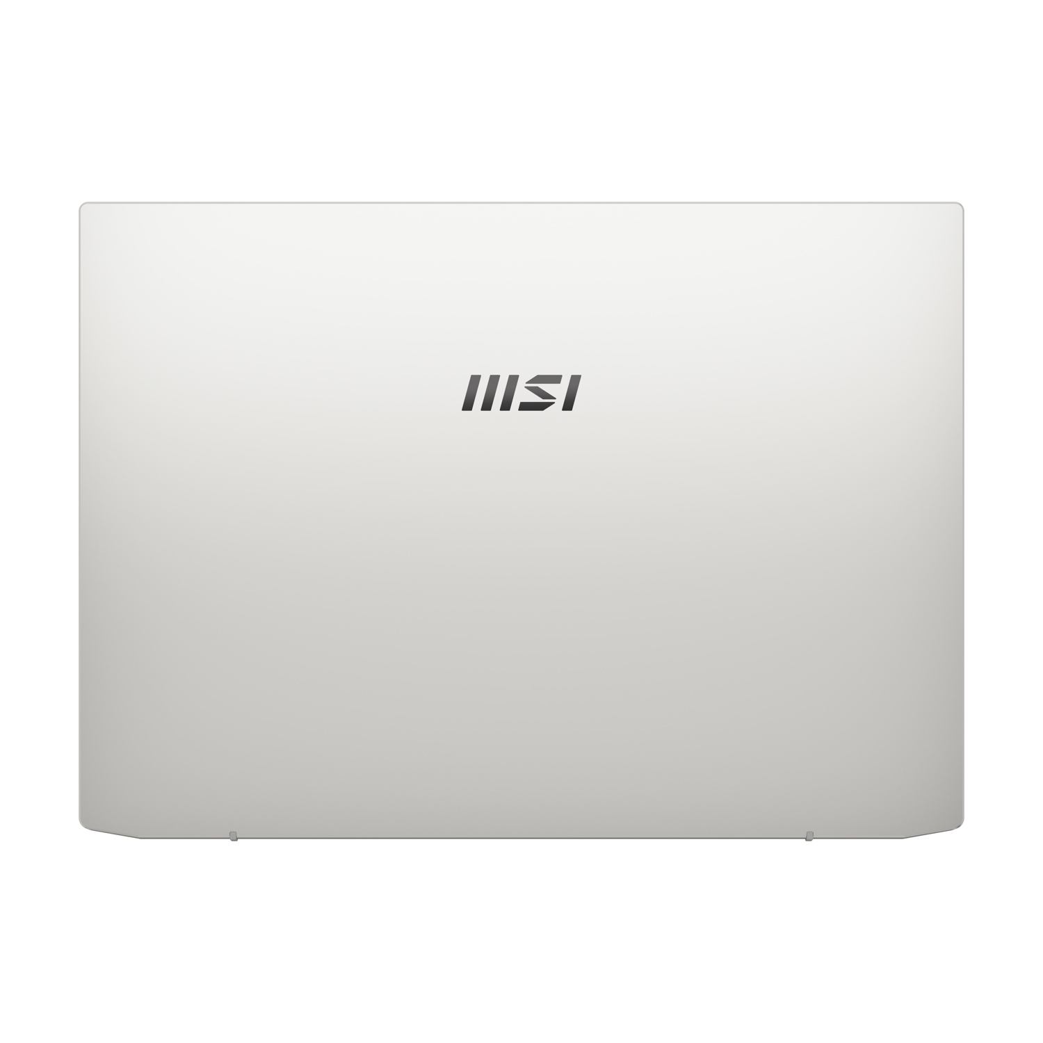 Laptop bianco chiuso con logo MSI al centro.