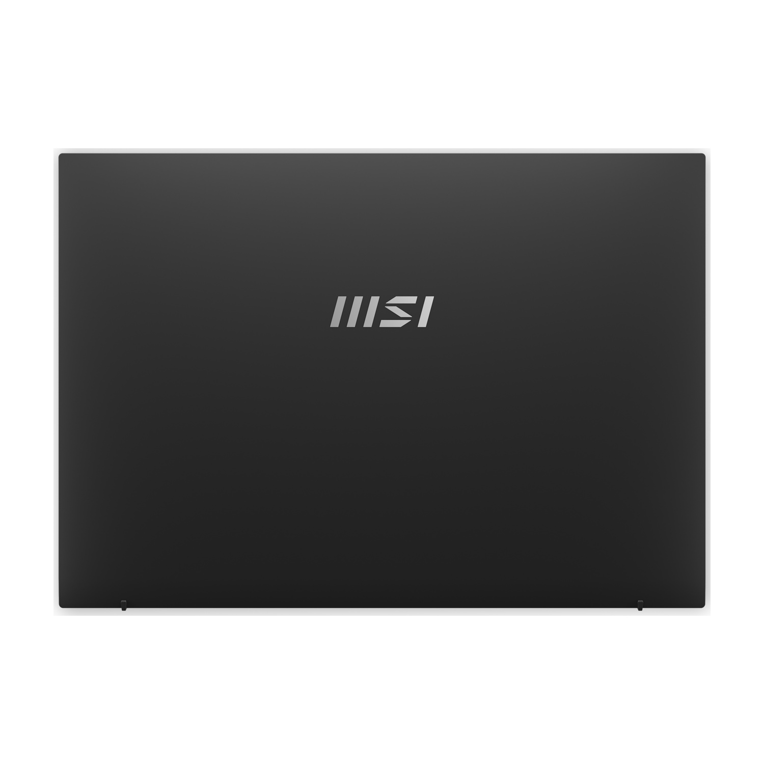 Laptop nero chiuso con logo MSI al centro.