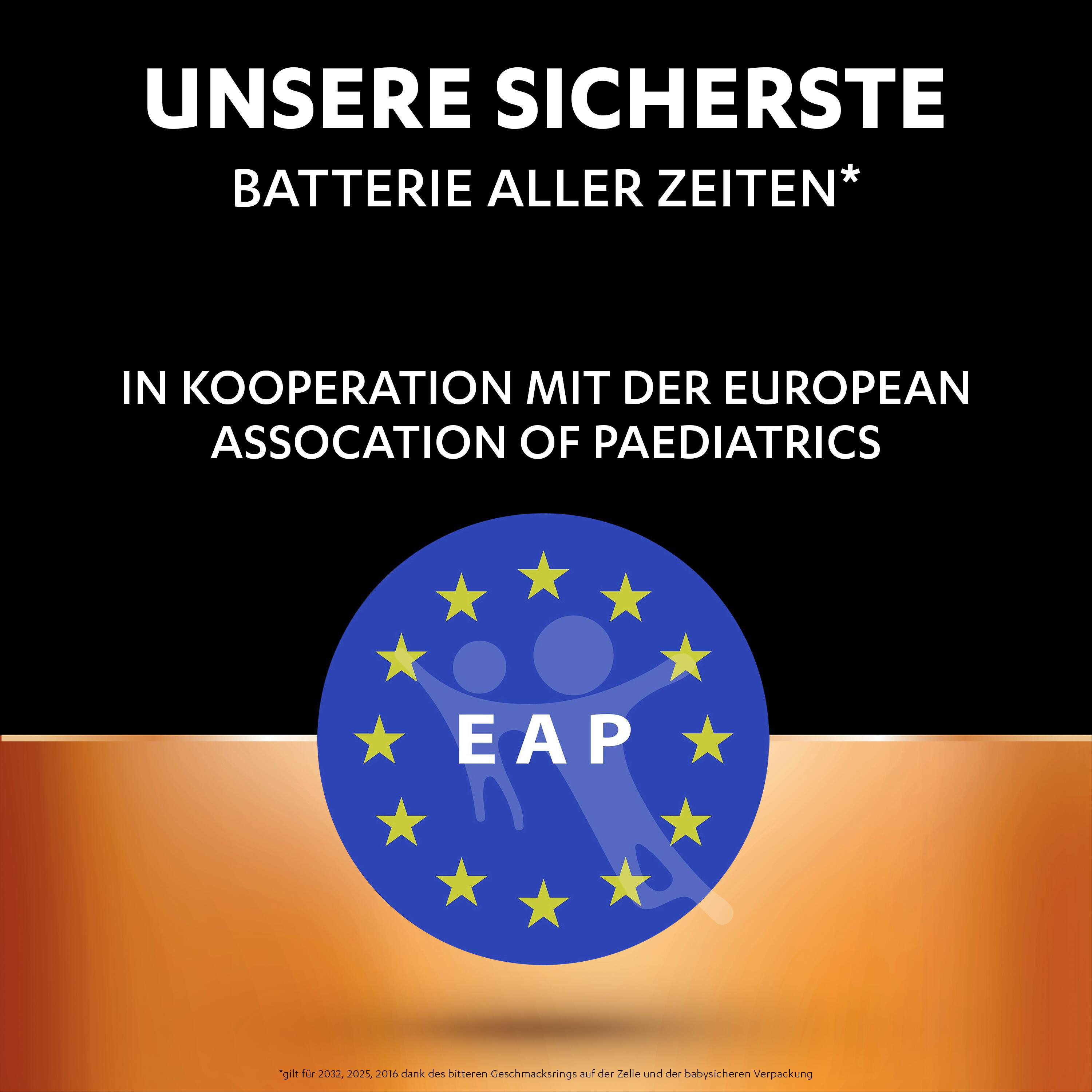 Unsere sicherste Batterie, Kooperation mit EAP. Europäische Flagge mit Sternen.
